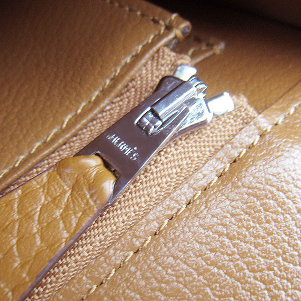 7A Hermes Oxhide Leather Message Bag Light Coffee H017 - Click Image to Close